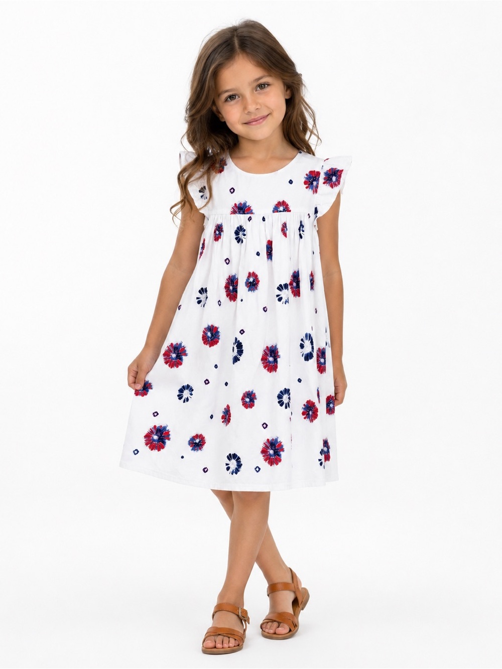 GAP Kids 100% Cotton Sleeveless Summer Dress Size L (10) White Tie-Dye Print